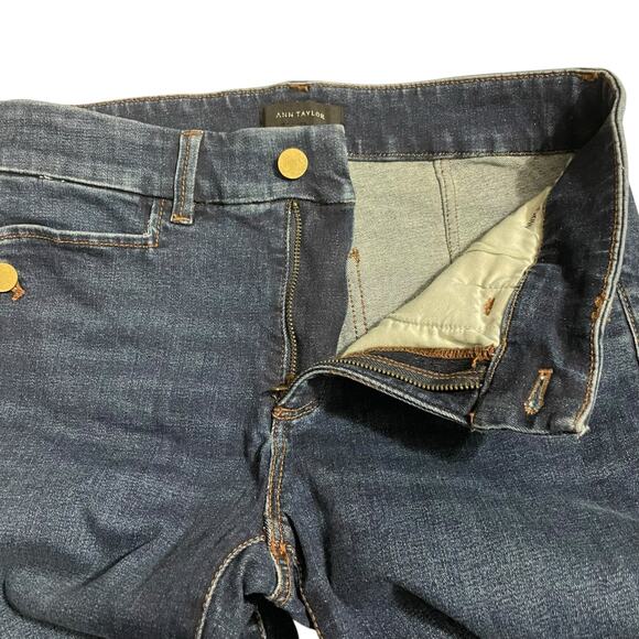 Ann Taylor Womens Jeans Size 4 The Skinny Raw Hem Mid Rise Dark Wash Blue Denim - Picture 3 of 12